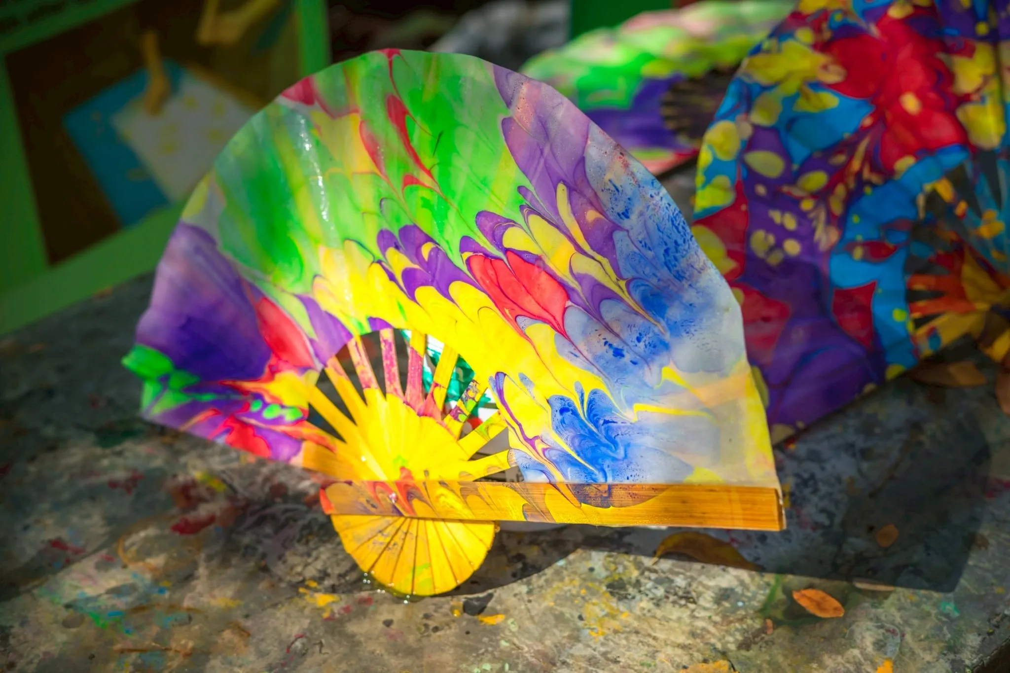 A colorful fan that can be made at a crafting workshop during the Bo Sang Umbrella Festival