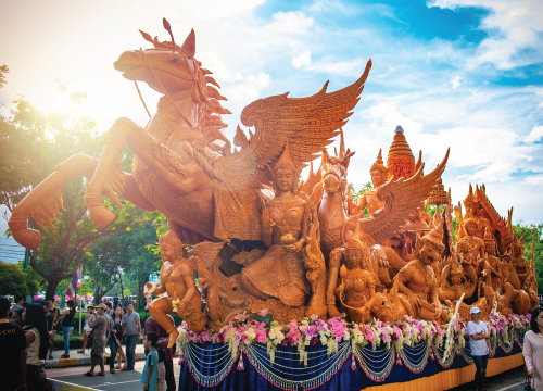 Candle Festival with elaborate candlewax float