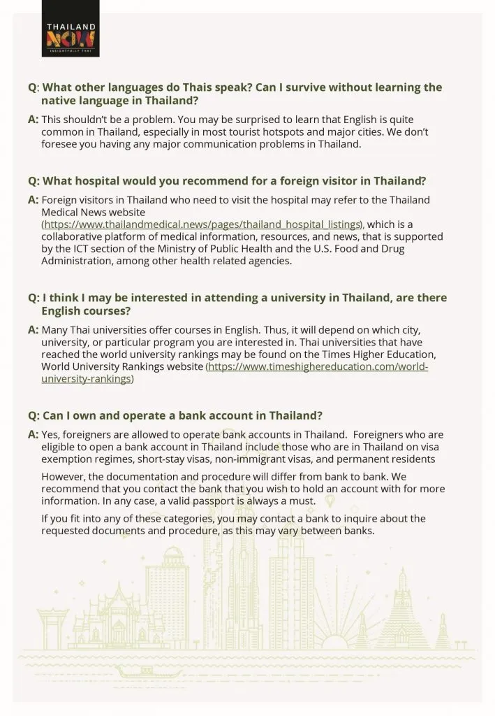 FAQ: LIVING IN THAILAND page 1