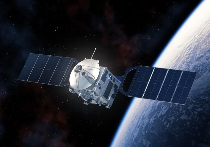 3D rendering of the Napa-1 Satellite in orbit, launched by the Royal Thai Air Force (RTAF).