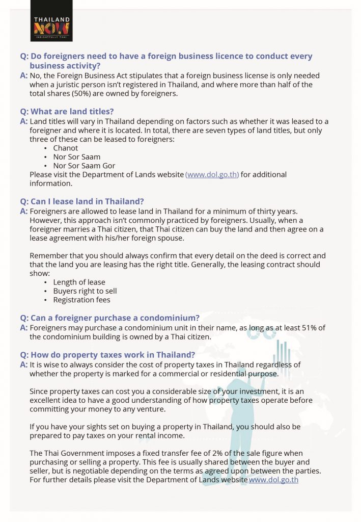 FAQ: BUSINESS & INVESTMENT IN THAILAND page 2.