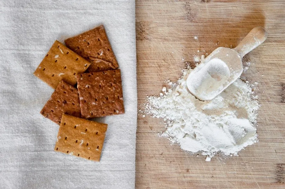 Cricket crackers on the left and flour on the right are some of the latest examples of insect protein.