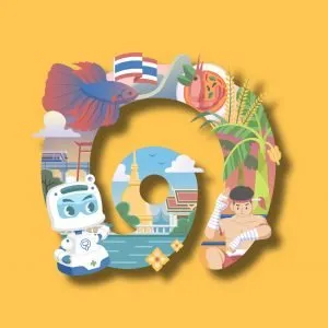 Number one in Thai alphabet with Thai patterns.