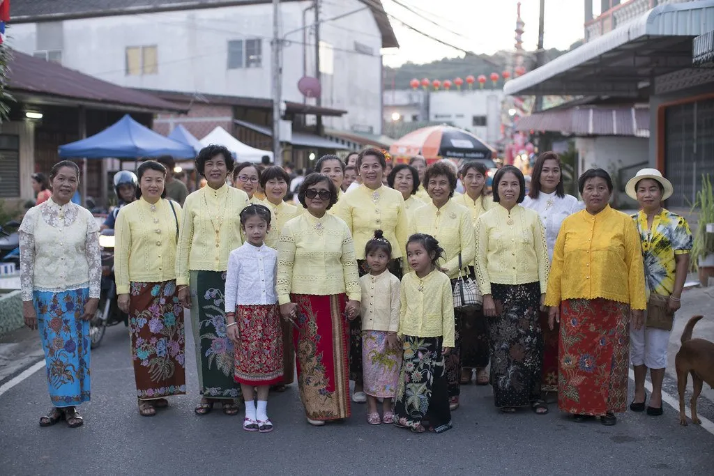 Phuket locals wearing the traditional baby-nyonya outfit