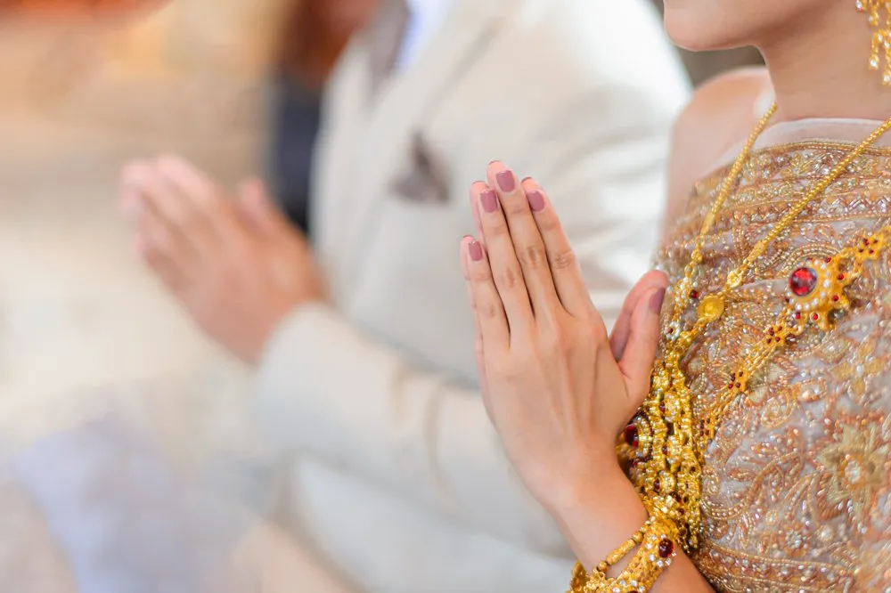 Thai Traditional Greeting in a Thai wedding ceremony