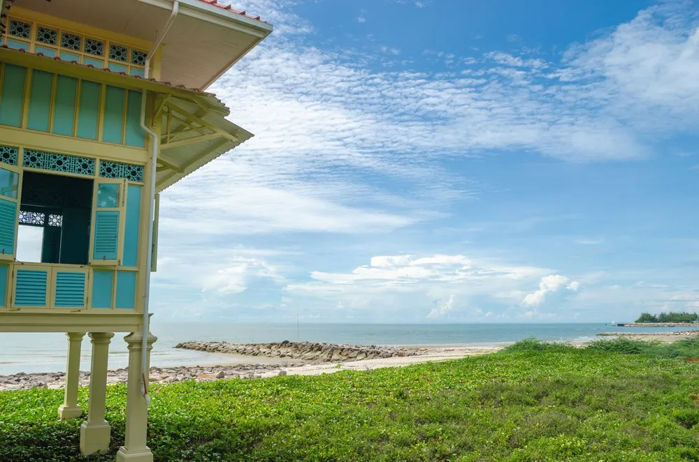 The man-made coastal structures at Mrigadayavan Palace