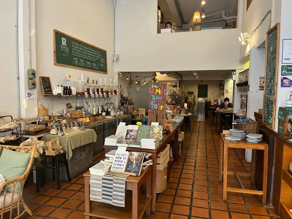 The Mini Envi Book Fair is an area at Refill Station used to display books related to environmental issues