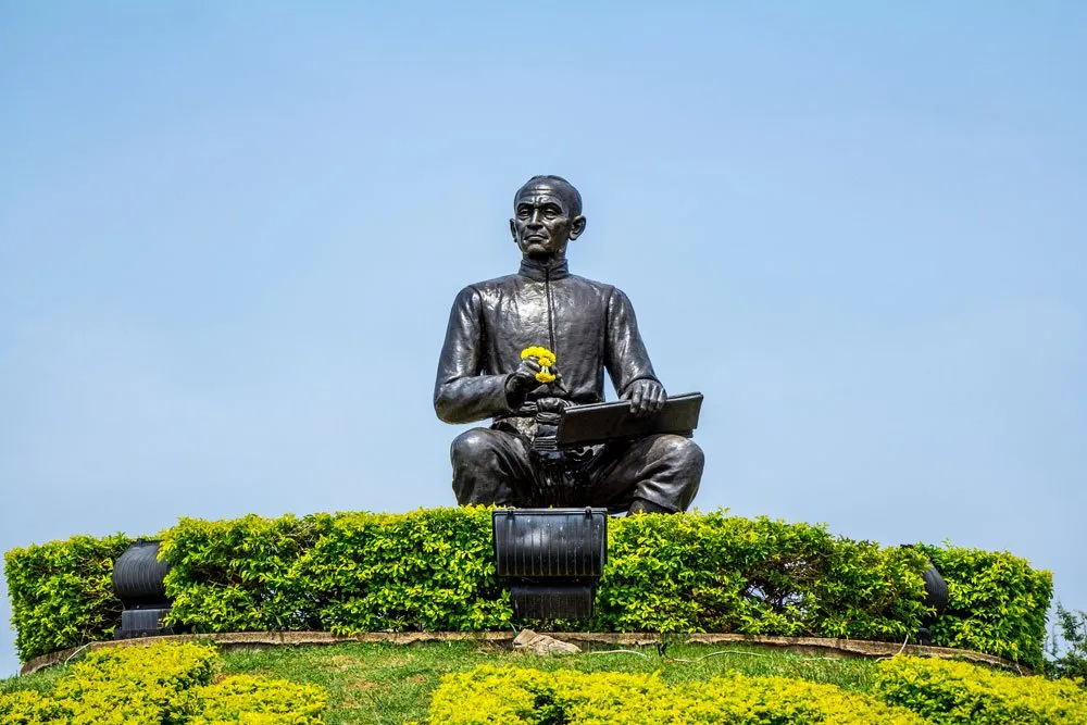 The statue of Sunthorn Phu at Sunthorn Phu Memorial Park in Klaeng district, Rayong province, Thailand
