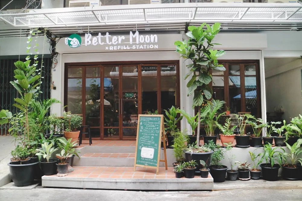 The storefront of Better Moon cafe that Refill Station is located in
