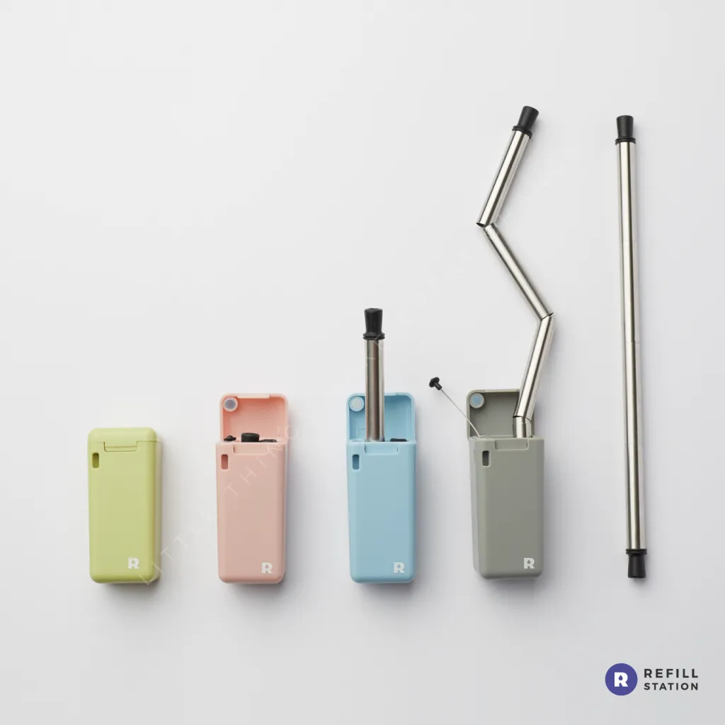 Foldable and reusable straws