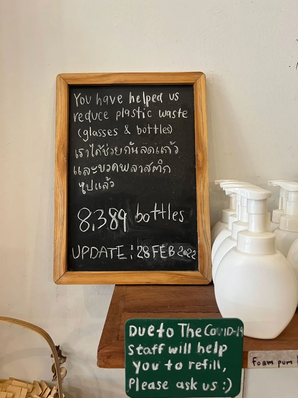The current statistic of 8,389 bottles of plastic waste that Refill Station helped to reduce