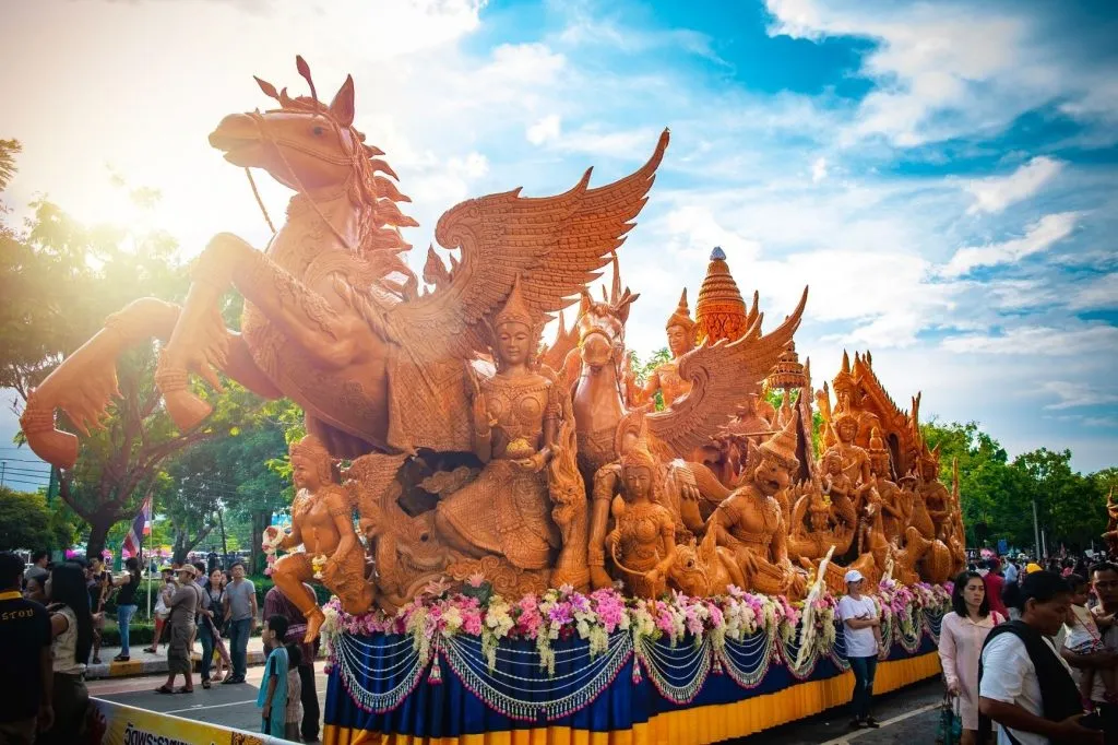 Candle float at Ubon Ratchathani Candle Festival