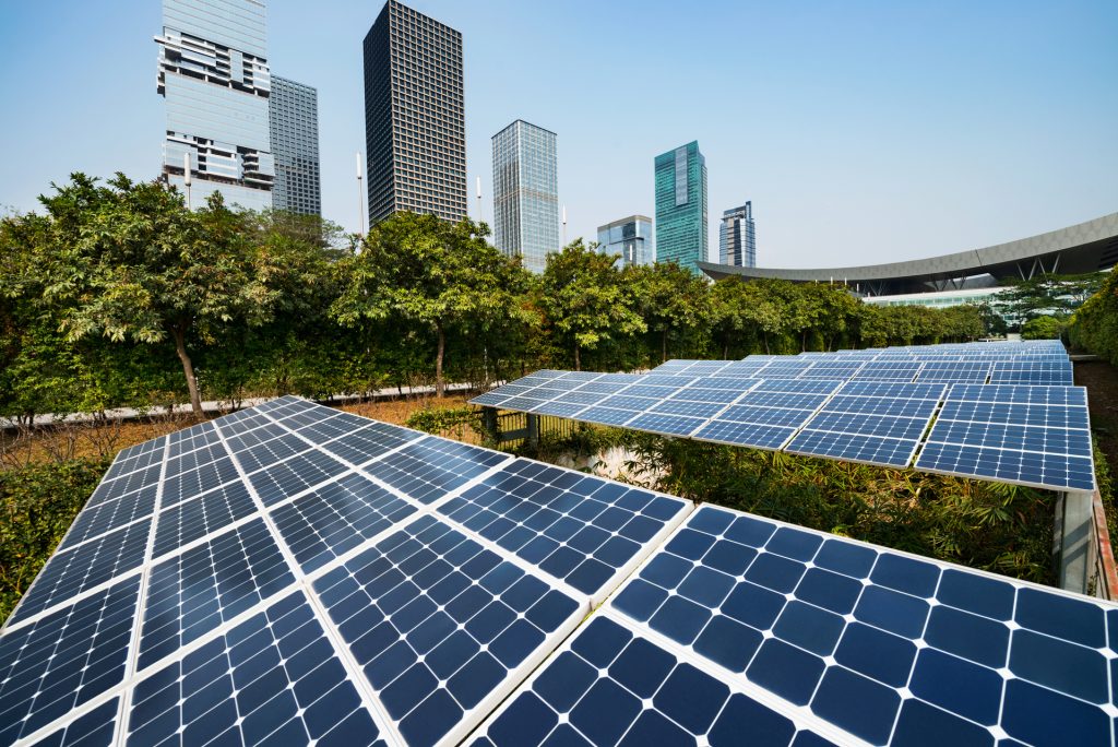 Solar panels in Bangkok city