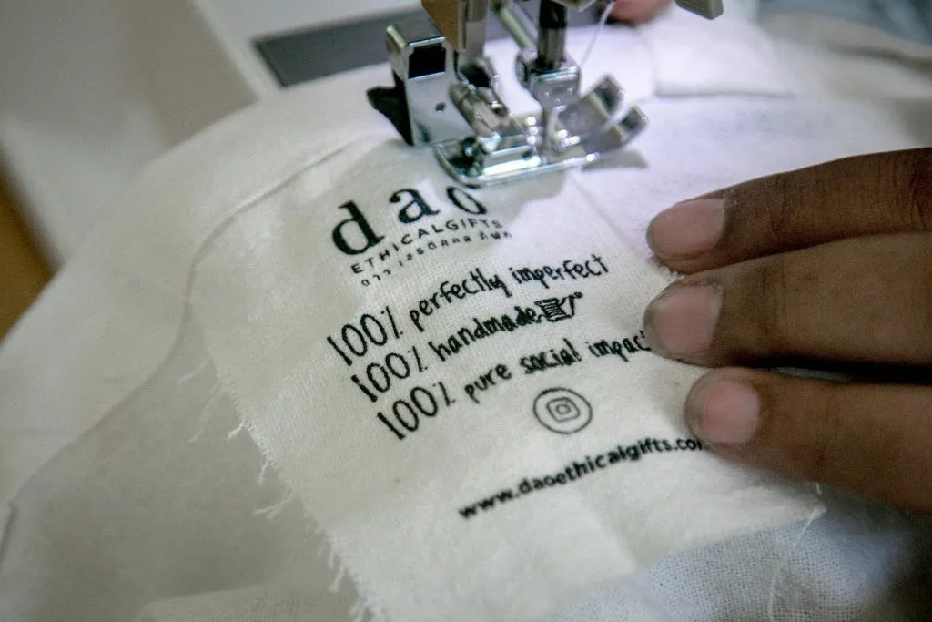 Dao Ethical Gifts' label on a tote bag