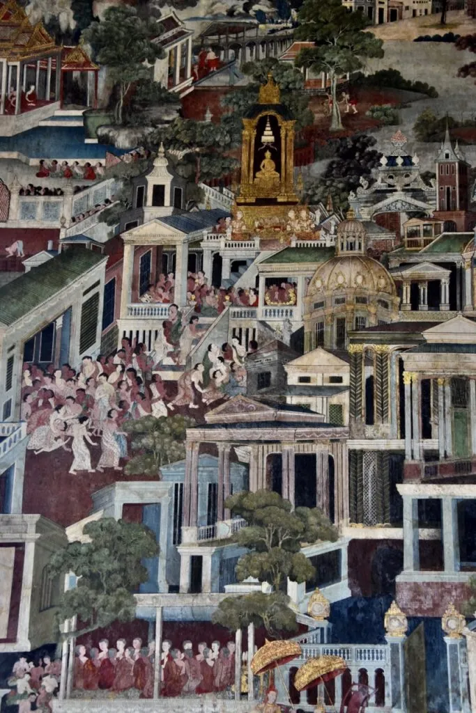 Mural portraying Sri Lanka at Wat Bowon Sathan Sutthawat in the Grand Palace