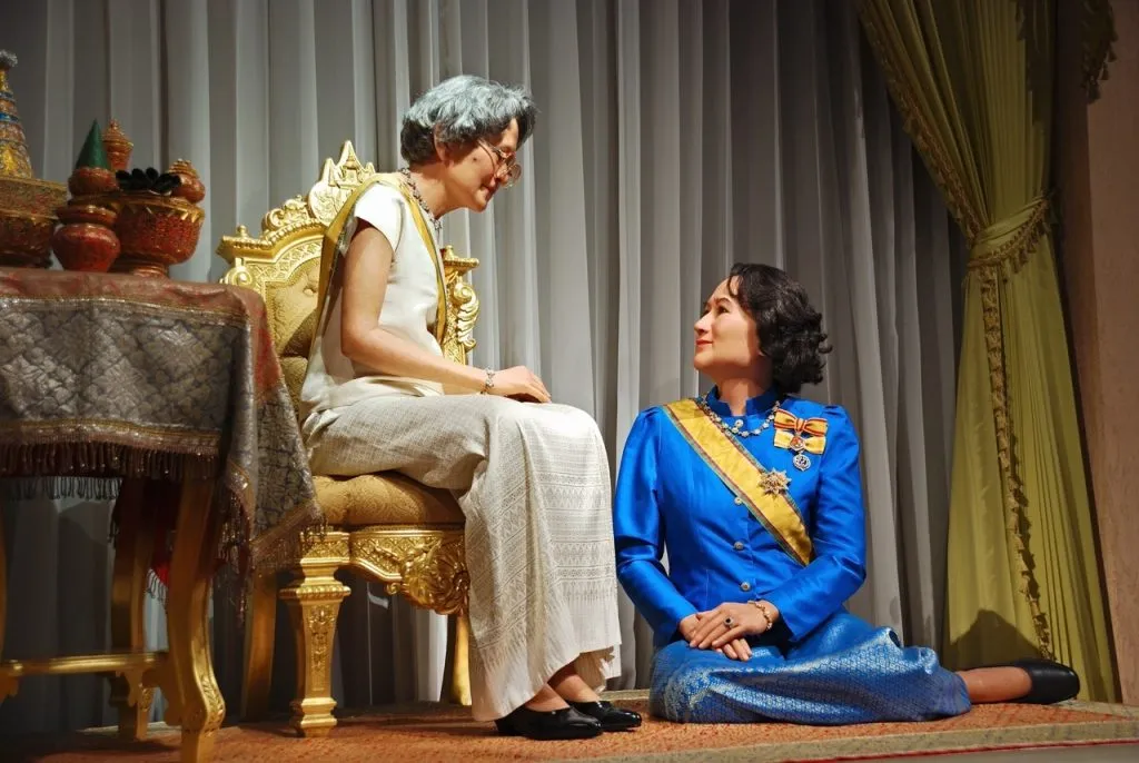 Wax Figures of Somdech Phra Srinagarindra Boromarajajonani and Her Royal Highness Princess Galyani Vadhana at Thai Human Imagery Museum