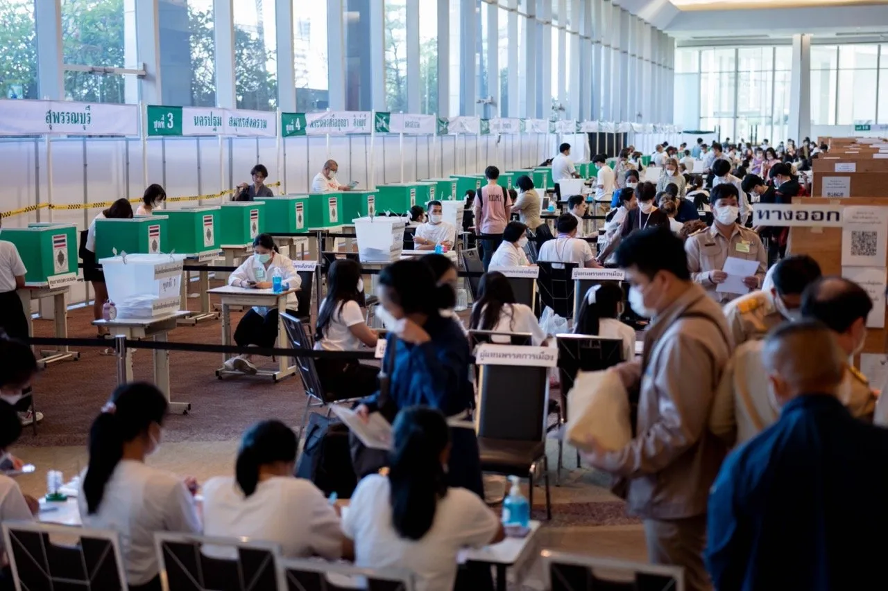 A polling station for advance voting for general election 2023 in Thailand