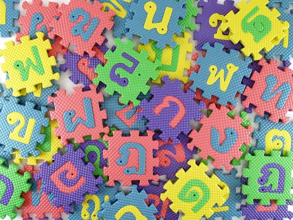 Colorful foam sheets jigsaw with Thai alphabets