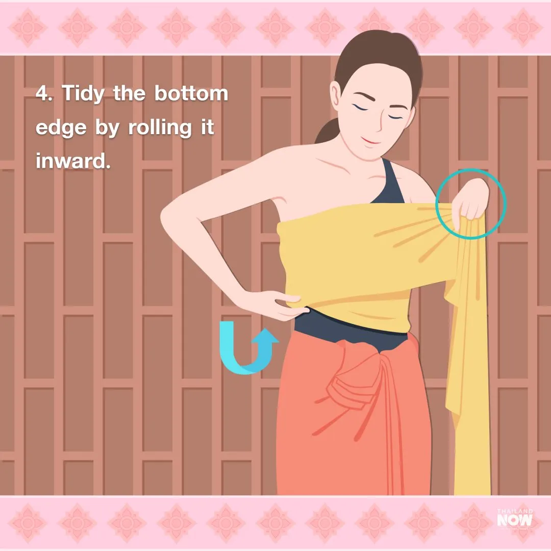 The fourth step is to tidy the bottom edge by rolling it inward
