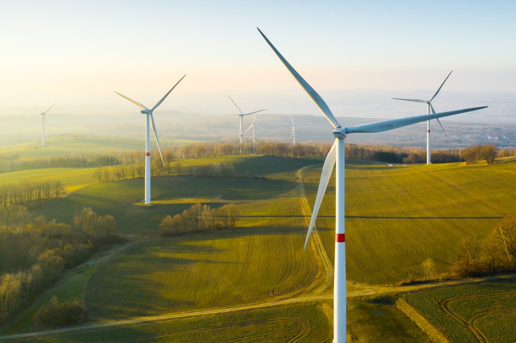 Panoramic view of wind farm