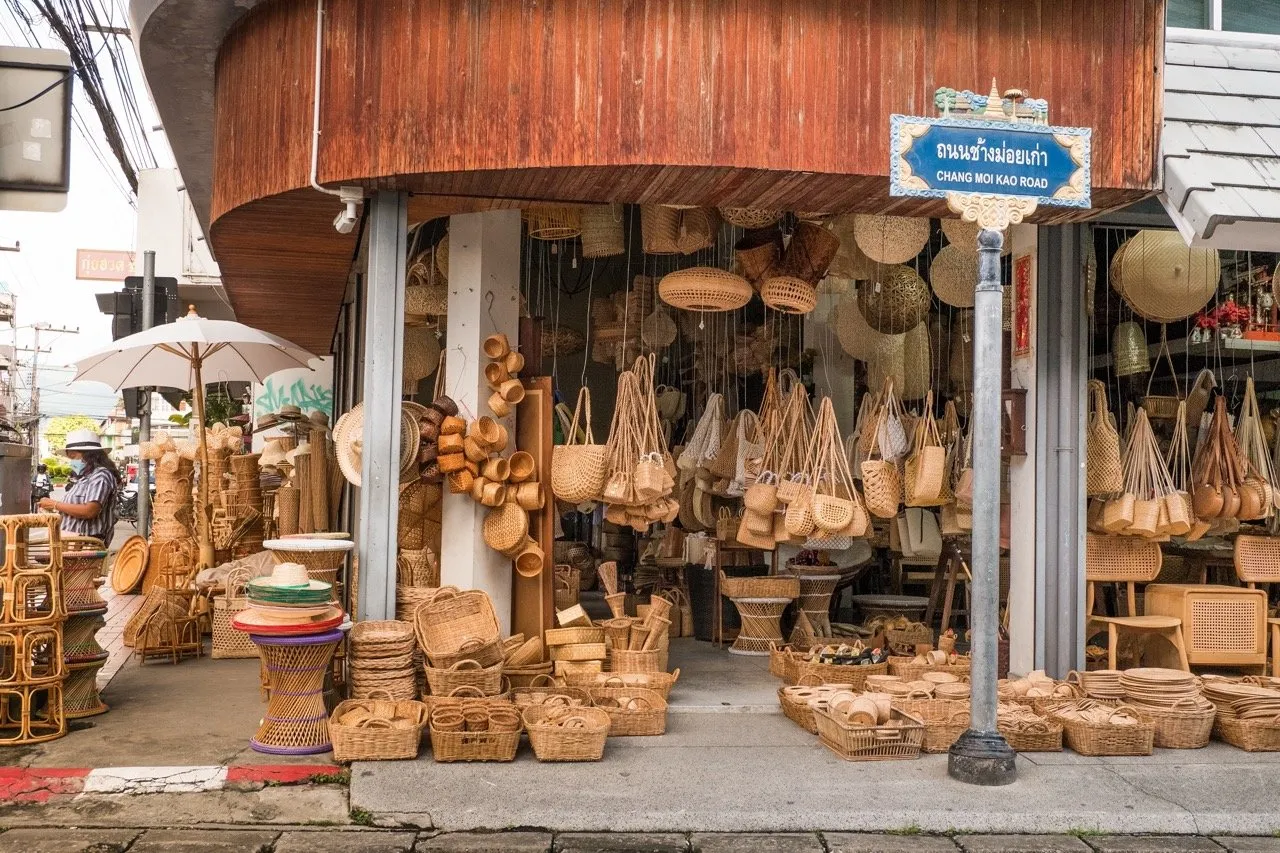 Wicker shop located on Chang Moi road in Chiang Mai, Thailand
