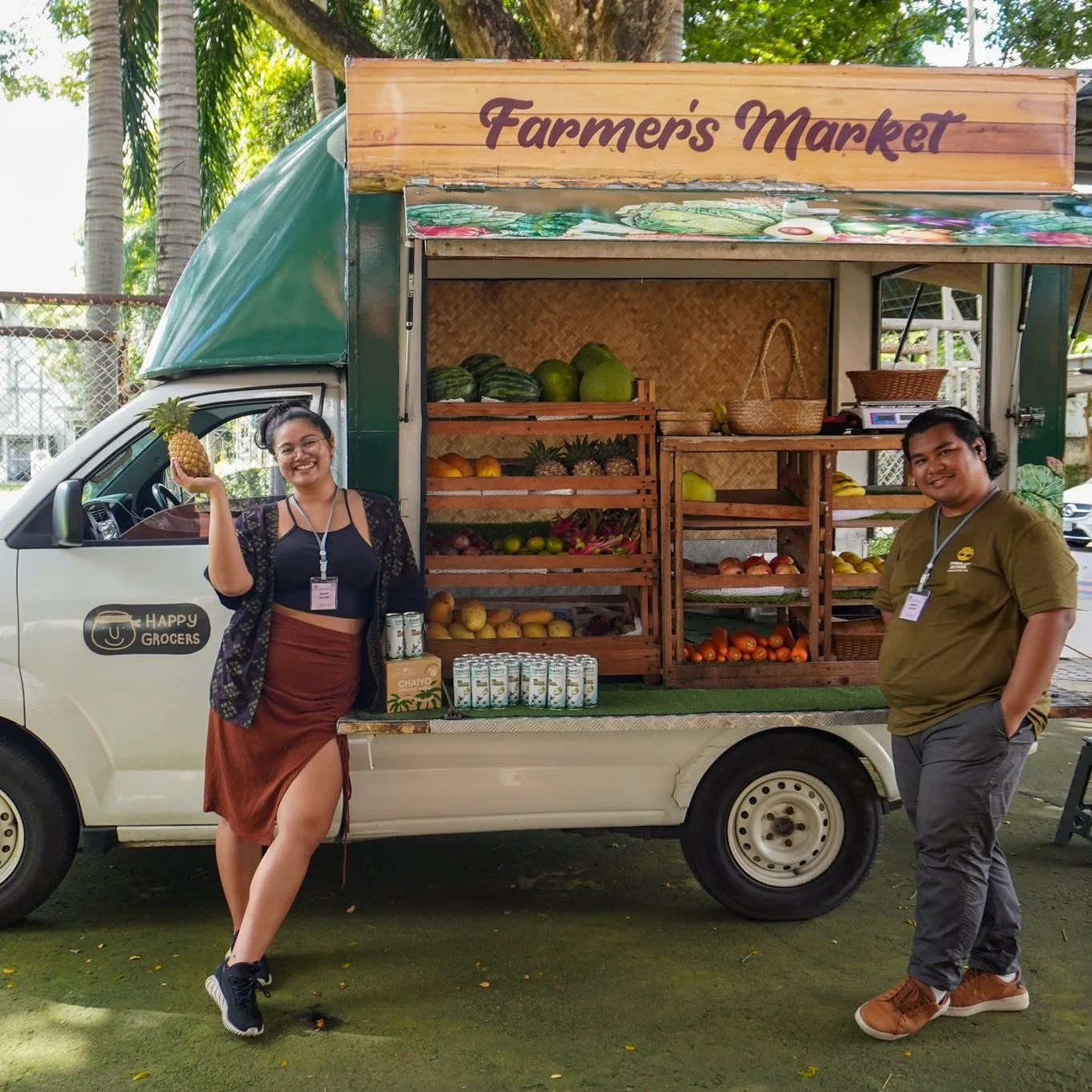 Happy Grocers' Farmer's Market truck with fresh and sustainable produce