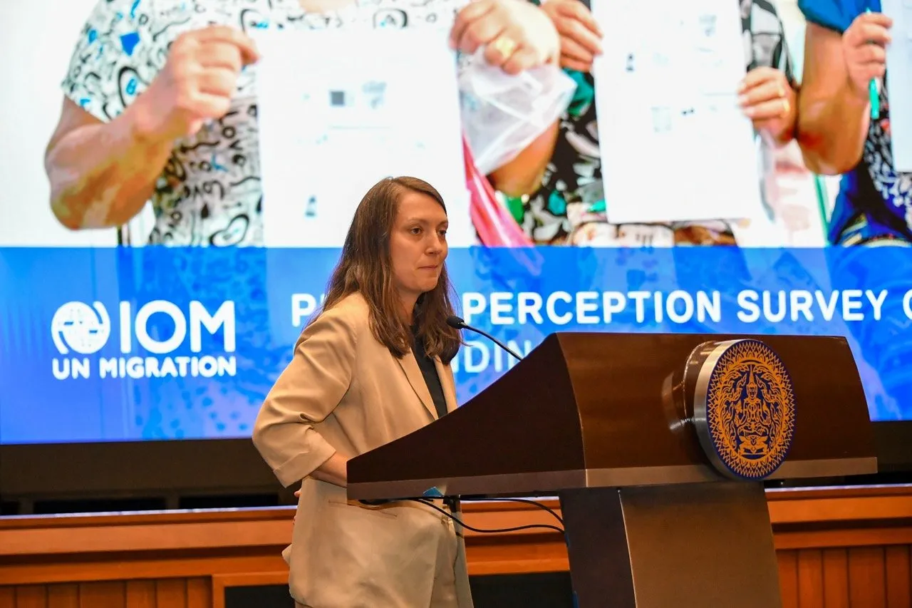Ms. Géraldine Ansart, Chief of Mission of IOM Thailand, presenting the latest IOM findings and setting the stage for the panel’s discussion