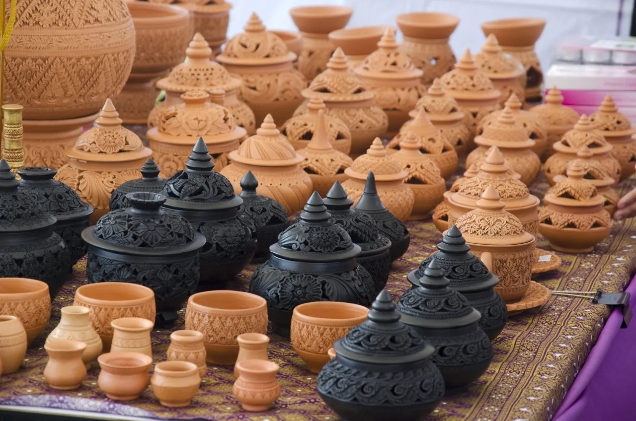 The ancient craft of pottery is a traditional culture of Koh Kret, Nonthaburi, Thailand