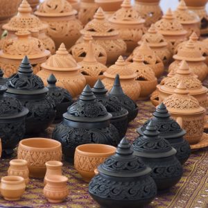The ancient craft of pottery is a traditional culture of Koh Kret, Nonthaburi, Thailand