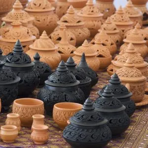 The ancient craft of pottery is a traditional culture of Koh Kret, Nonthaburi, Thailand