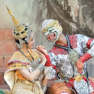 A picture of a Khon performance