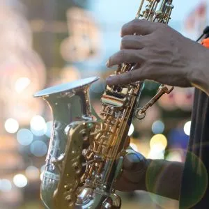 A person playing saxophone
