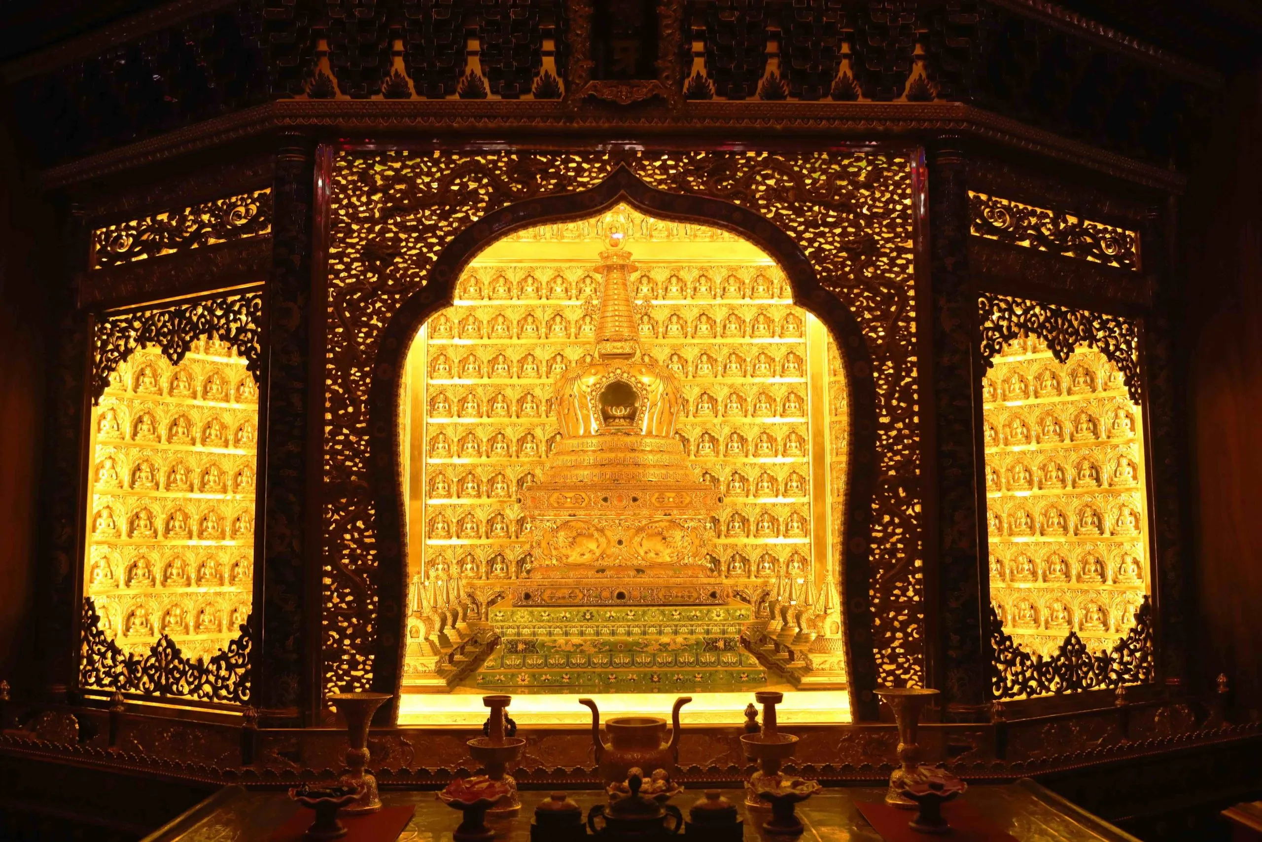 The shrine of the Buddha tooth relic at Lingguang Temple, Beijing, China