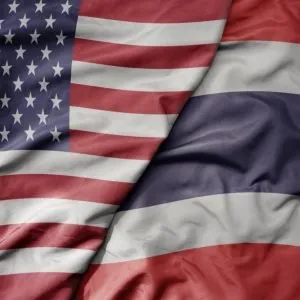 Flags of the United States of America and Thailand
