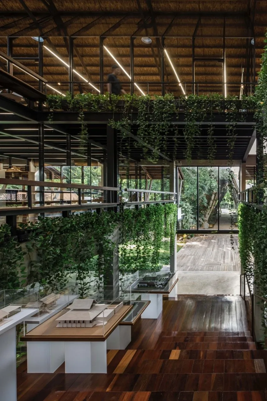 Another interior shot of the Rabhindorn Building blurs the lines between the indoors and outdoors