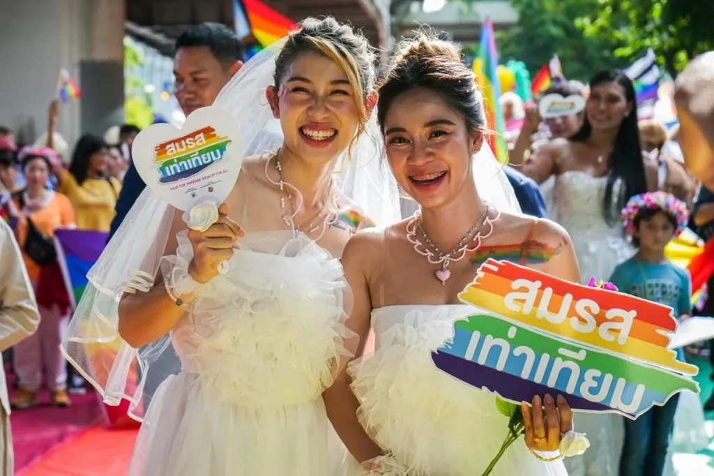 Supporters attending the Pride Month parade in Bangkok Thailand