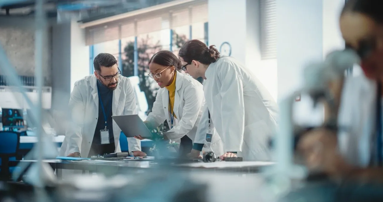 A group of young people working in a lab