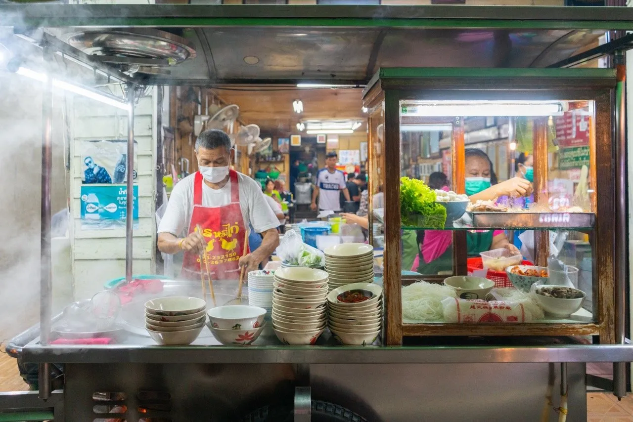 A restaurant called Korn Mee Kai, selling a popular chicken noodle shop in Hat Yai Thailand