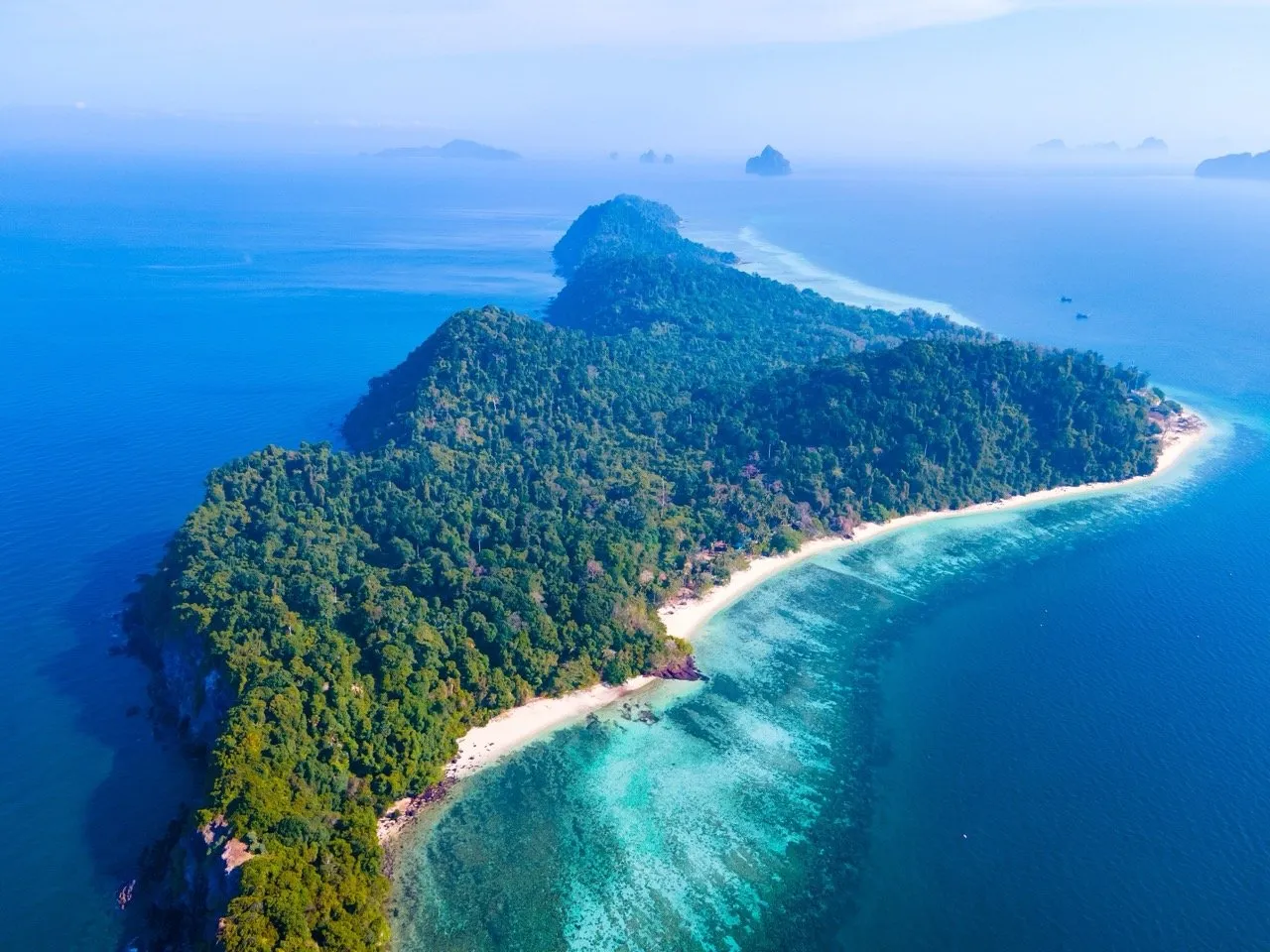 Drone view of Koh Kradan island in Trang Thailand