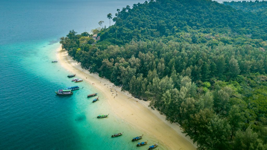 Aerial view of Koh Kradan island in Trang Thailand