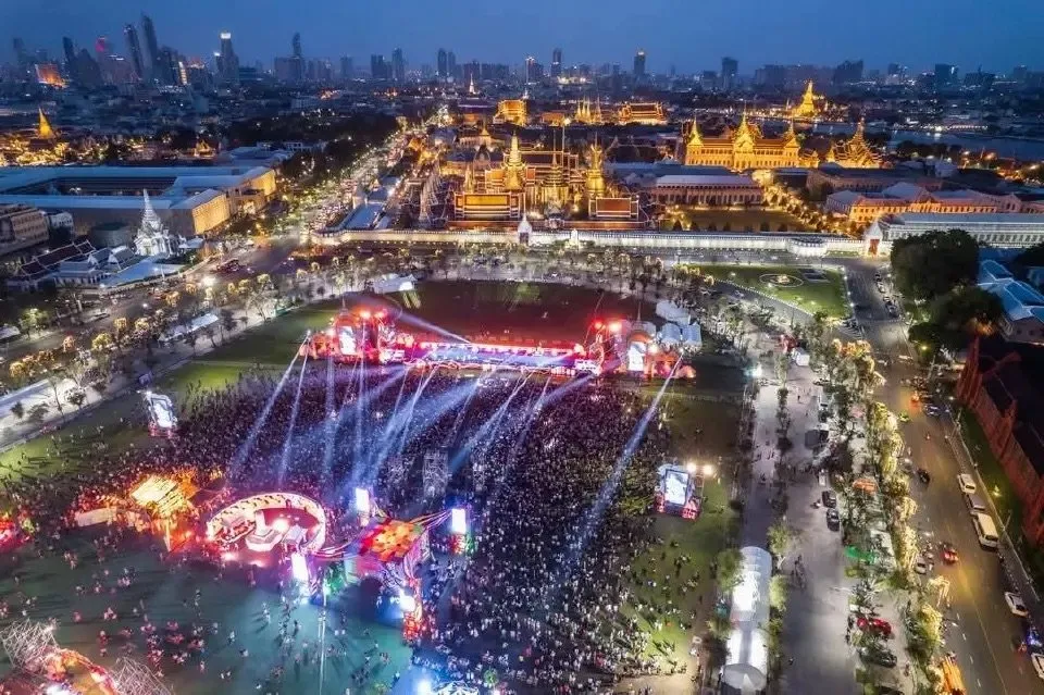 Aerial shot of Bangkok Sanam Luang, adjacent to the Grand Palace