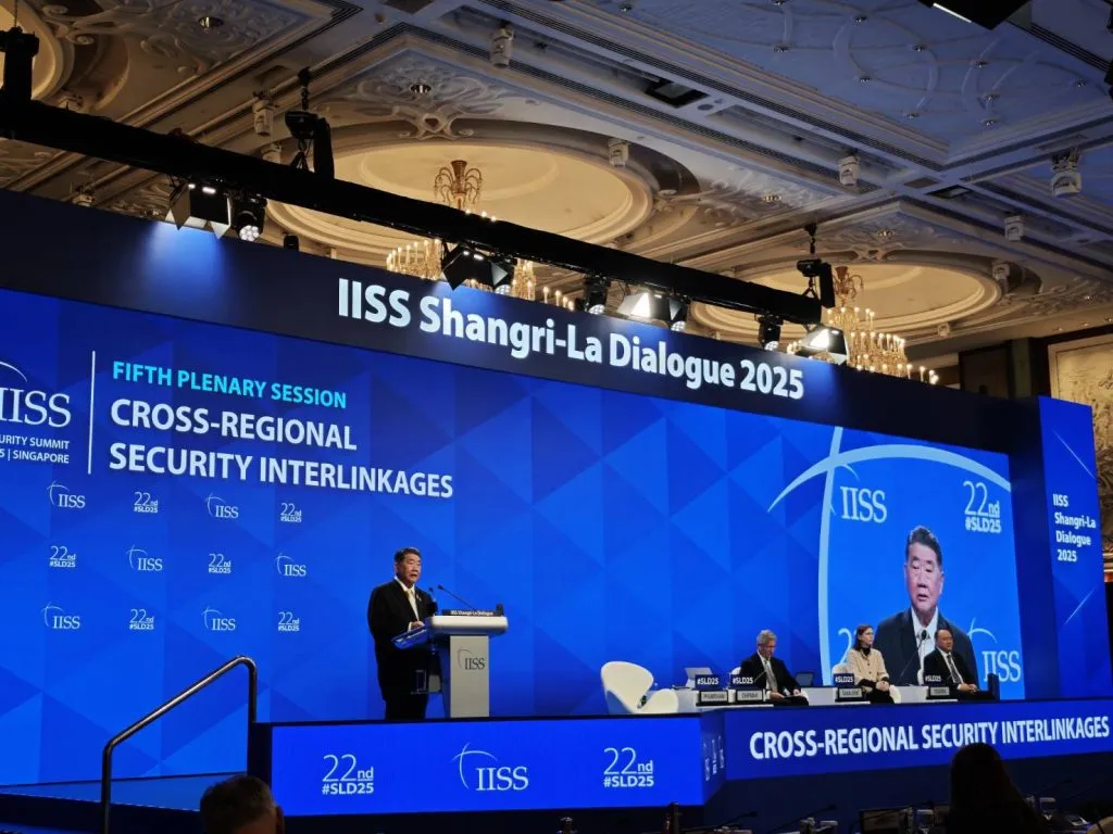 Deputy Prime Minister and Defence Minister Phumtham Wechayachai speaking at the 22nd IISS Shangri-La Dialogue in Singapore