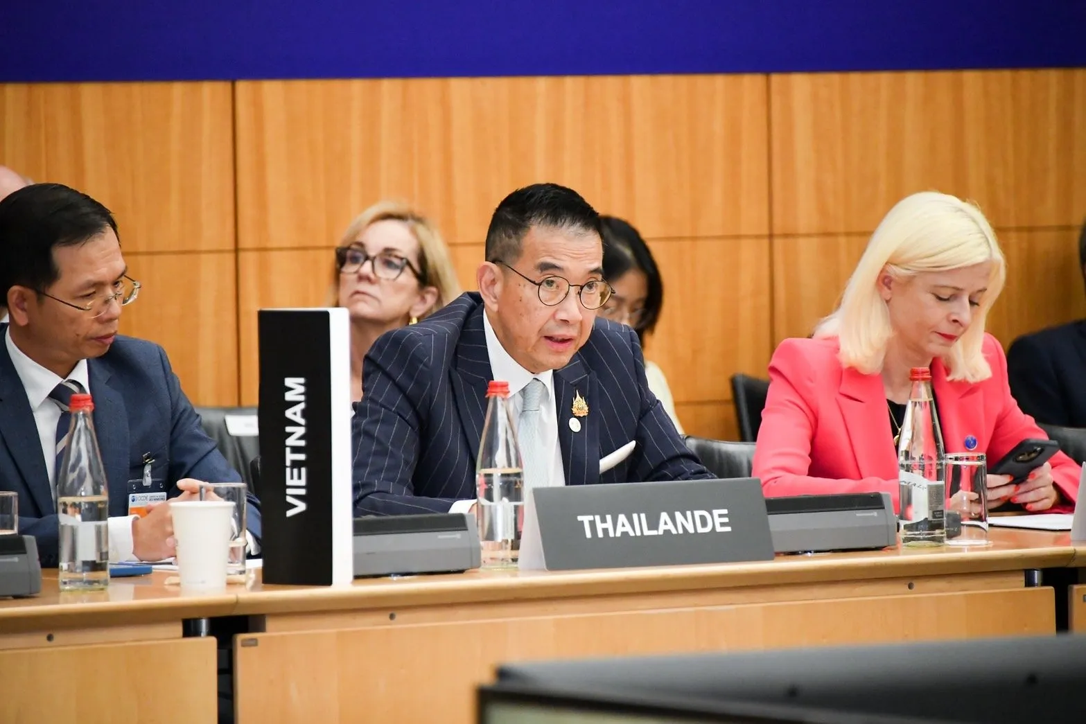 Foreign Minister Maris Sangiampongsa speaking at the OECD Ministerial Council Meeting 2025 in Paris