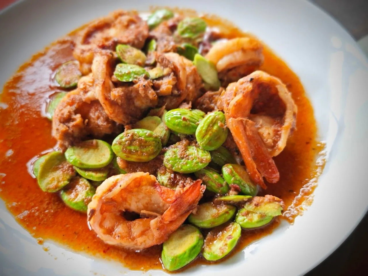Sataw Pad Kapi or Bitter Bean With Shrimp Paste