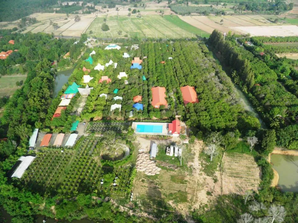 Aerial view of the Mechai Bamboo School campus.
