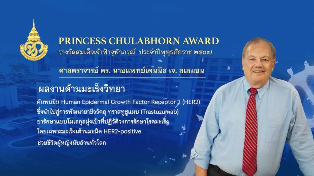 Prof Dr. Dennis J. Slamon announced as the winner of the Princess Chulabhorn Award 2025