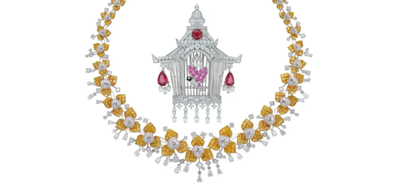 A necklace and brooch