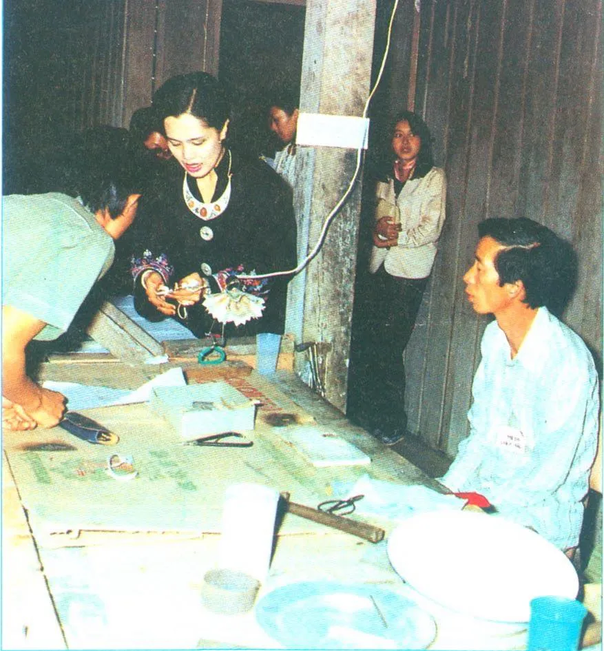 The Queen Mother visiting an artisanal village in northern Thailand
