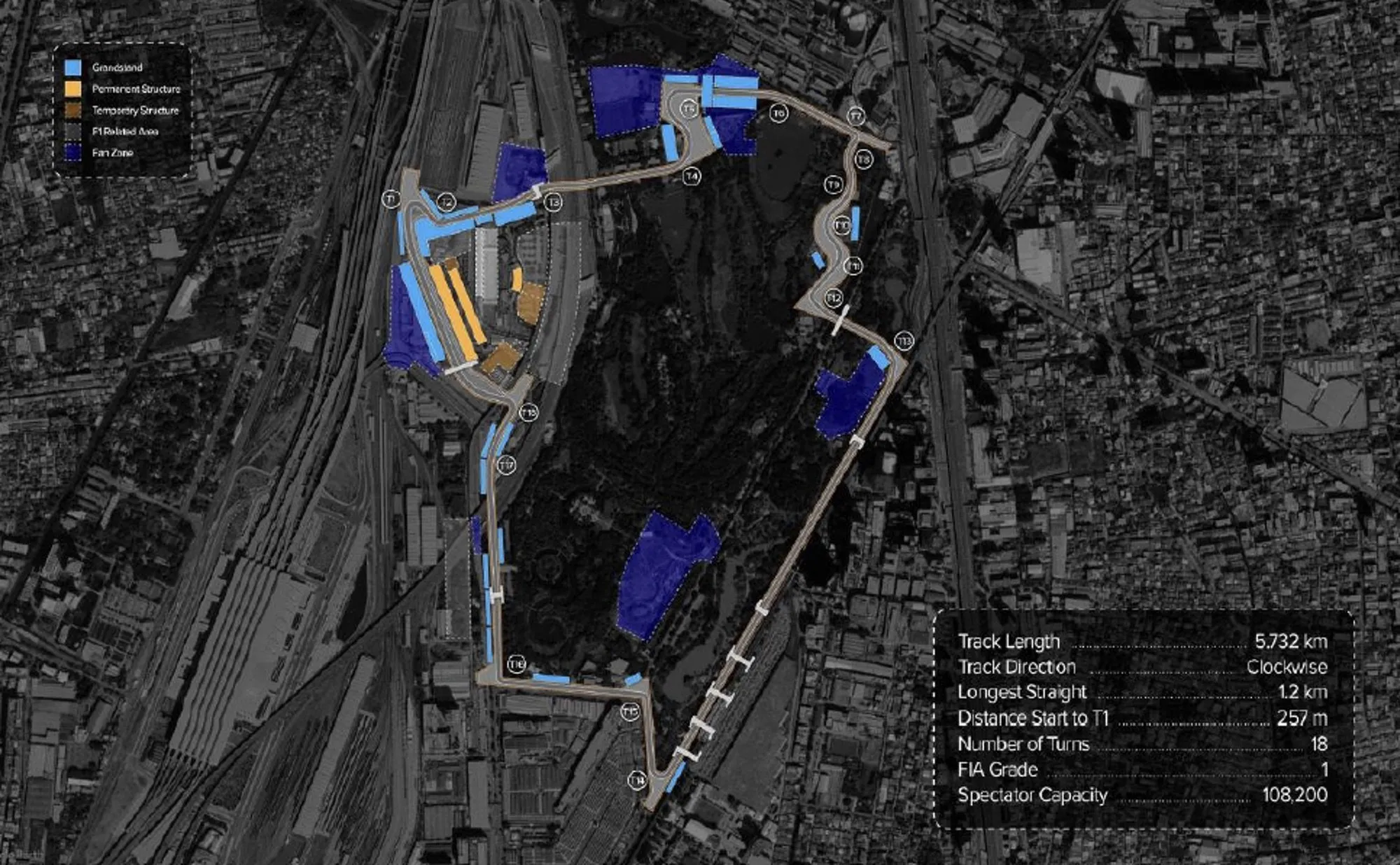 The proposed circuit for Formula One Street Circuit in Bangkok Thailand