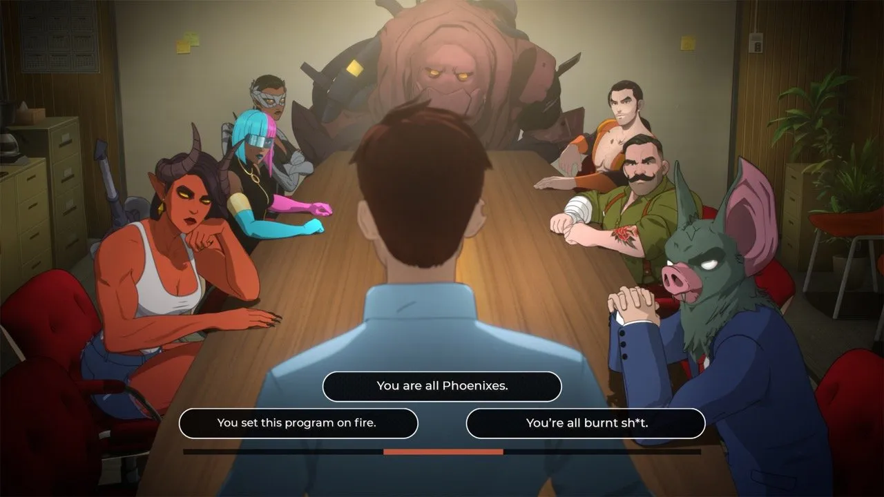 A screenshot of a scene in the award-winning indie game, Dispatch
